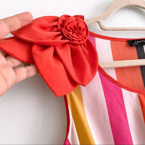 Sundress with Pleated Skirt and Shoulder Floral Details in Bright Orange Dress - Picture 8 of 8